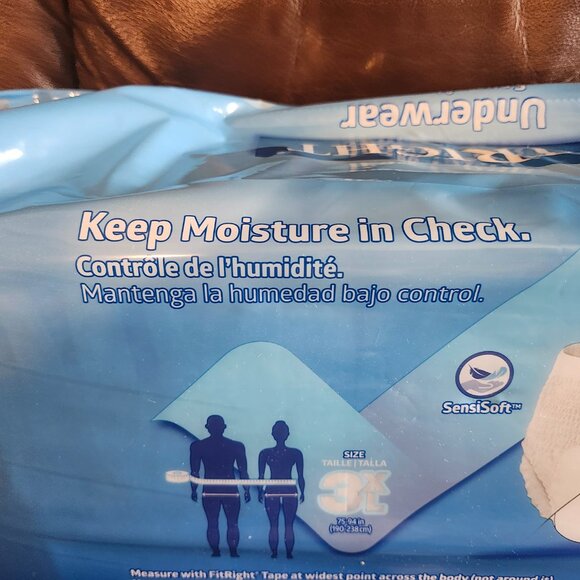 FitRight Disposable Underwear, Heavy Absorbency 3xl XXX-LARGE 75 - 94" Bariatric - Picture 6 of 8